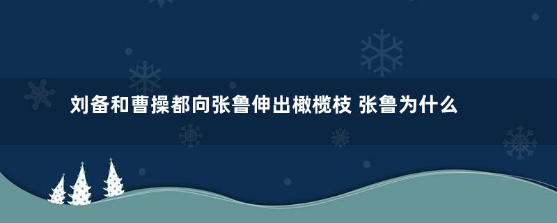 刘备和曹操都向张鲁伸出橄榄枝 张鲁为什么会选择曹操